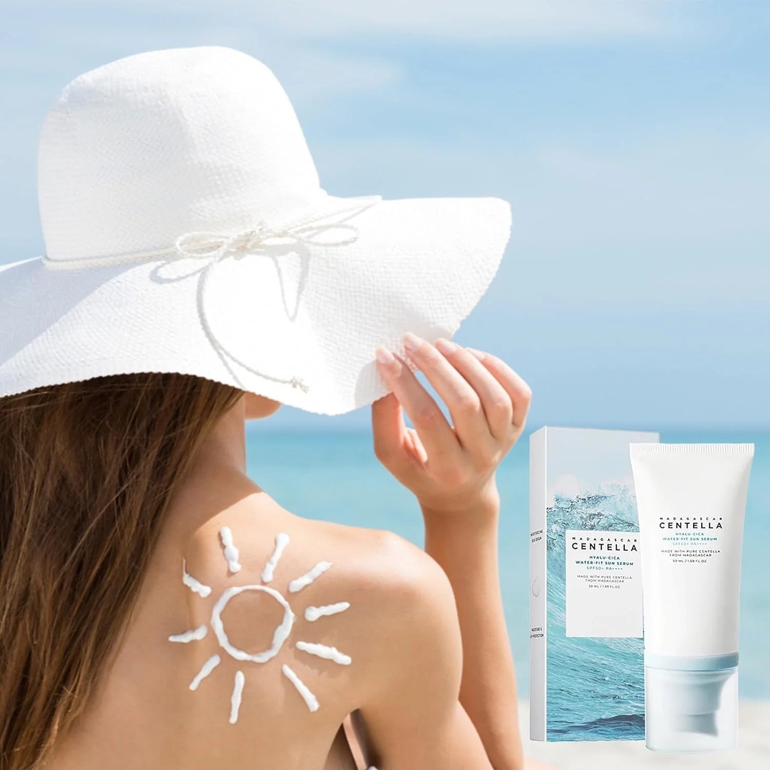 SKIN1004 Madagascar Centella Hyalu-Cica Water-Fit Sun Serum SPF50+ PA++++ – Korean Hydrating Sunscreen Serum for Glow & UV Protection