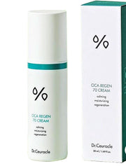 Dr. Ceuracle Cica Regen Vegan 70 Cream – Korean Soothing Moisturizer for Sensitive Skin, Redness Relief & Skin Barrier Repair | Cica Face Cream