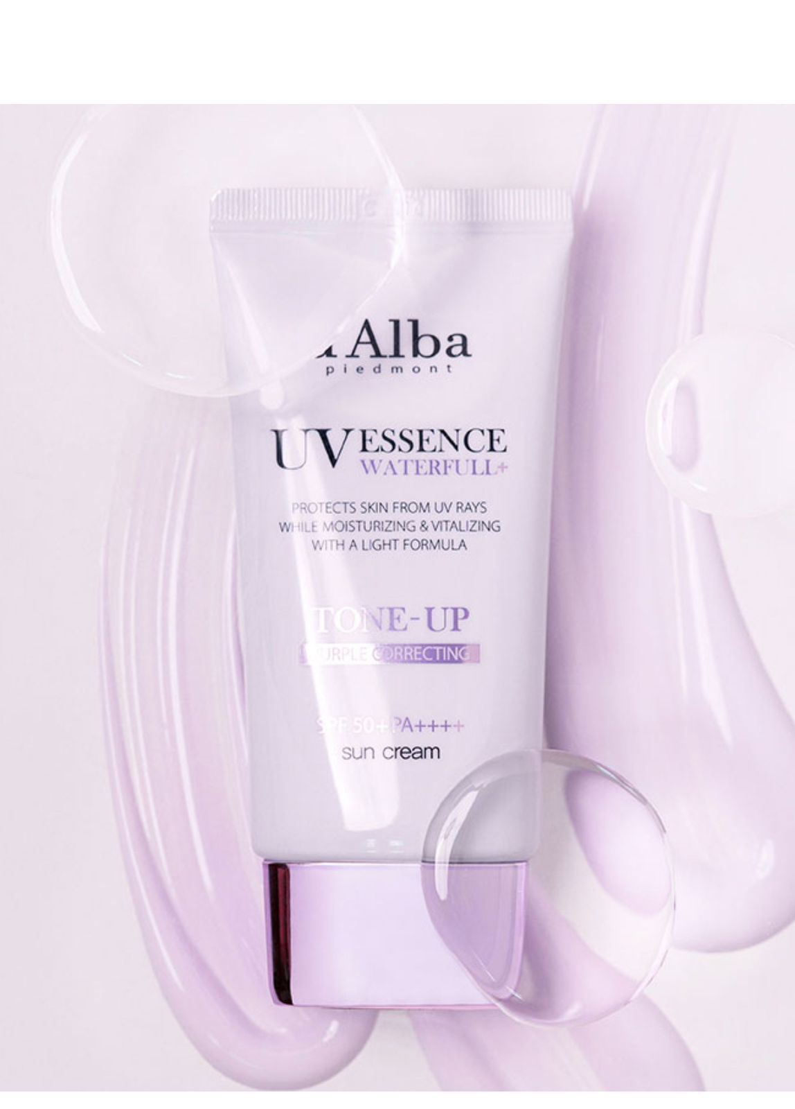 d'Alba Waterfull Tone-Up Sun Cream (Purple) SPF50+ PA++++ – Korean Tone-Up Sunscreen for Brightening, UV Protection & Even Skin Tone