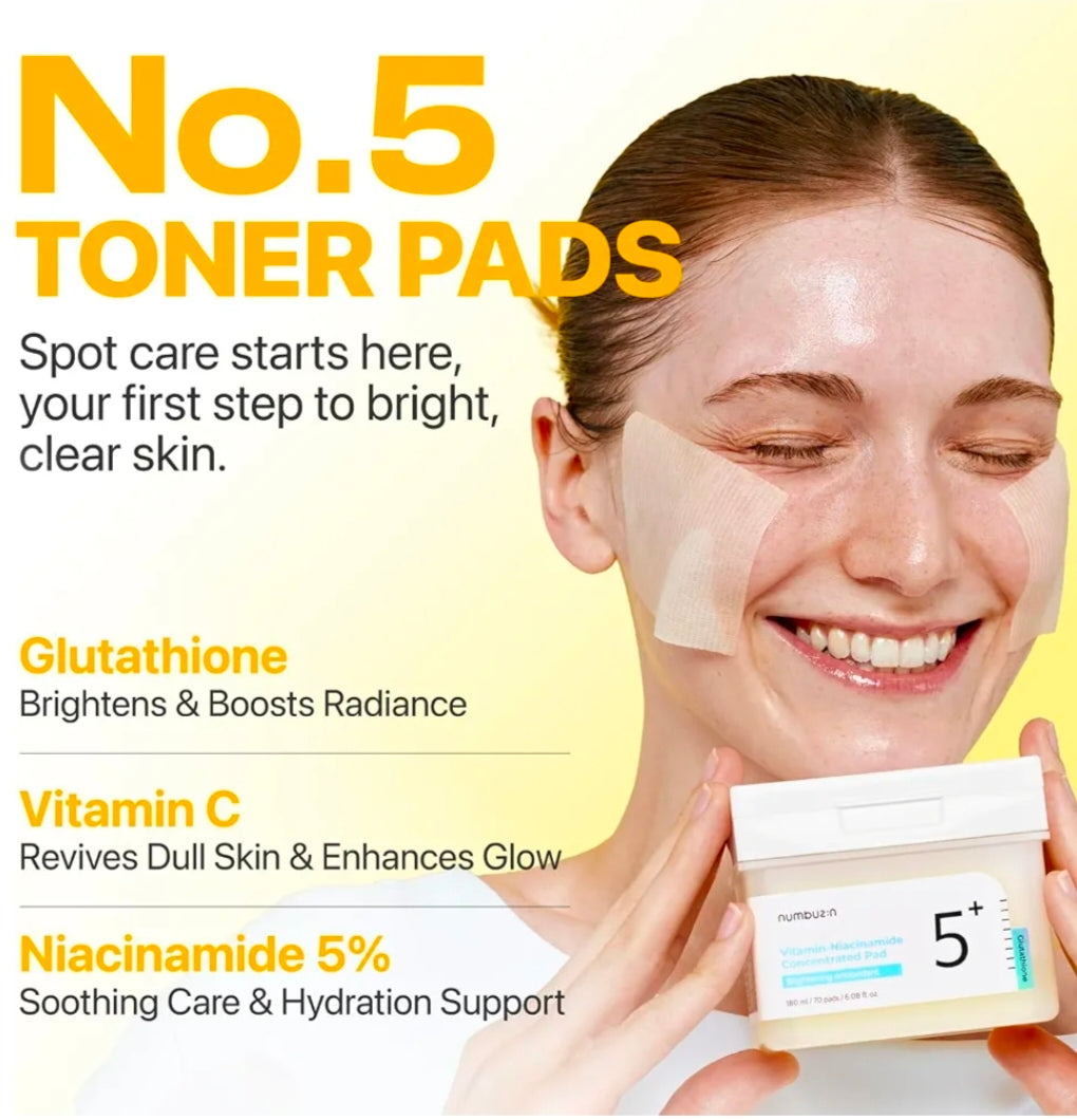 Numbuzin No.5 Glutathione Vitamin Concentrated Toner Pad - 70 Pads
