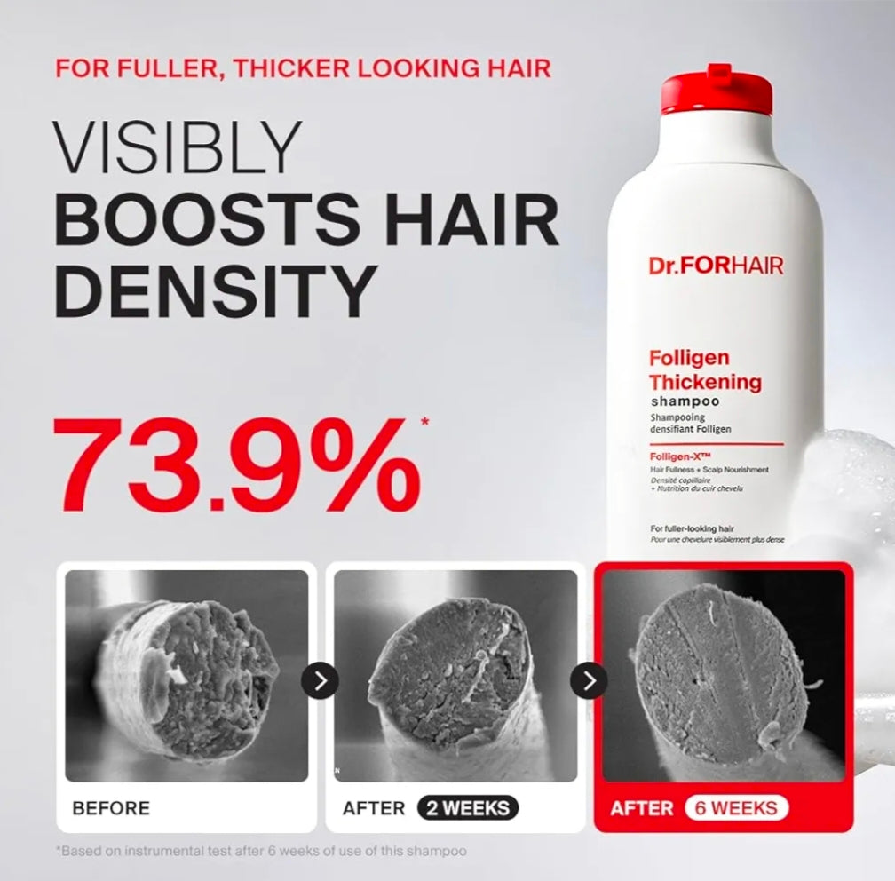 Dr.FORHAIR Folligen Thickening Shampoo 750ml + 100ml × 2 Set