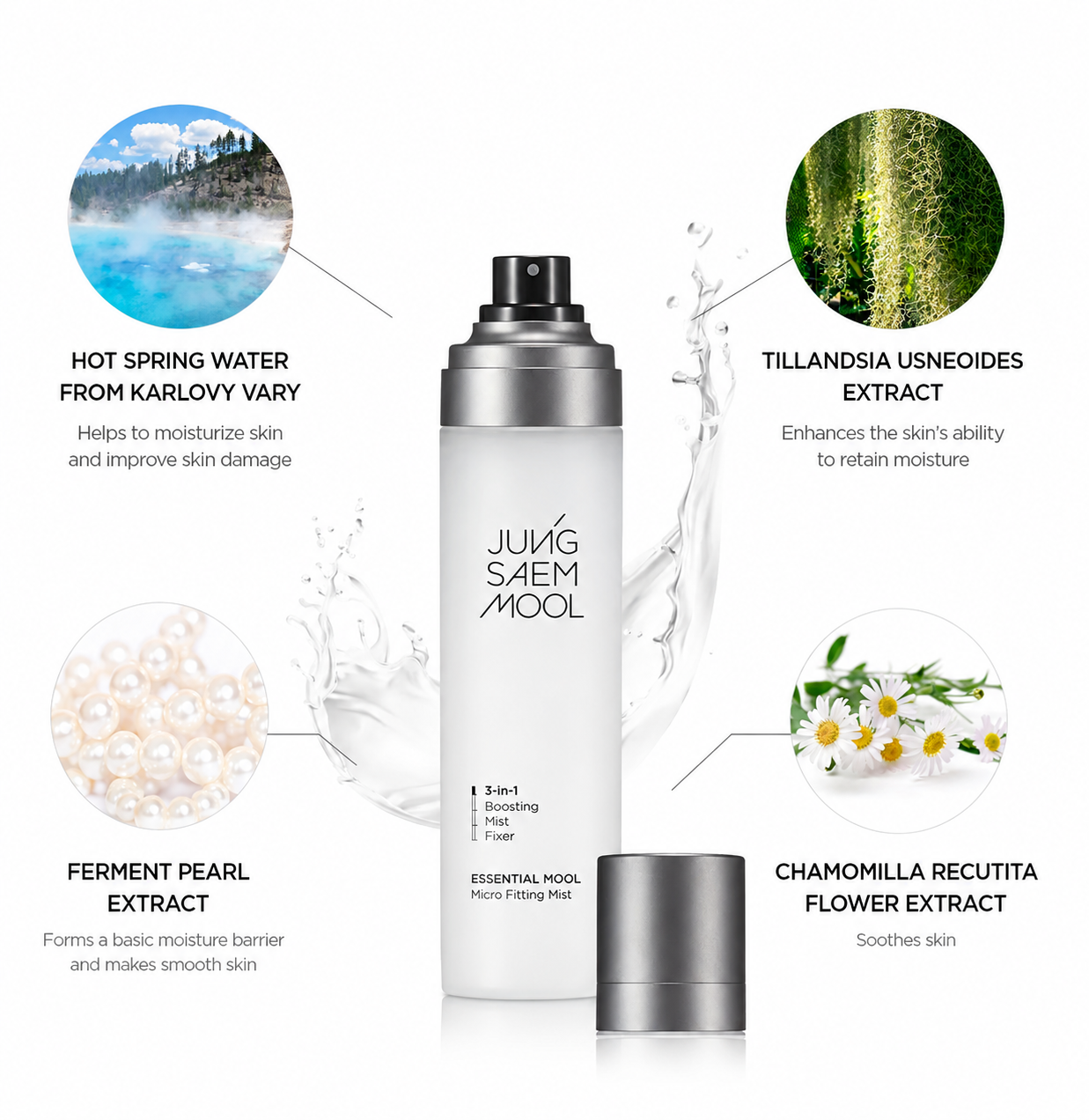 JUNG SAEM MOOL Essential Mool Micro Fitting Mist | 3-in-1 Boosting Mist Fixer | 120ml